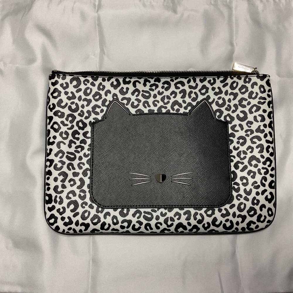 Kate Spade Meow Cat Large Zip Pouch (NEVER USED JUST SITTING IN CLOSET )